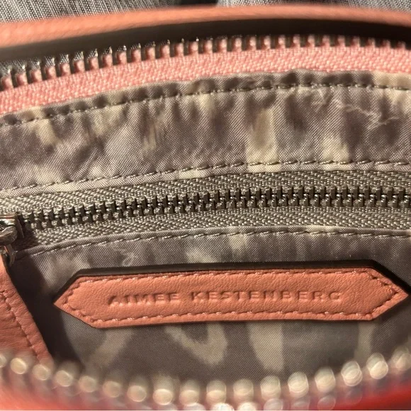 AIMEE KESTENBERG Pink Peach Fiery Laser Cut Leather Pouchette NWTS - Picture 5 of 13
